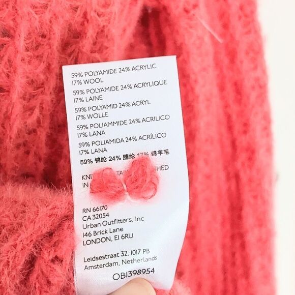 ANTHROPOLOGIE textured ruffle boat neckline off shoulder coral sweater Small - Picture 10 of 11